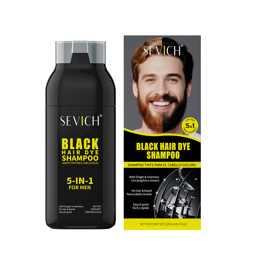 SEVICH Men's 5-in-1 Black Hair & Beard Shampoo image 1