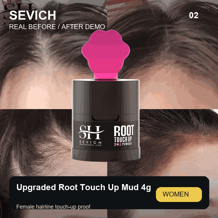 Real female before and after demo for SEVICH Upgraded Root Touch Up Mud 4g