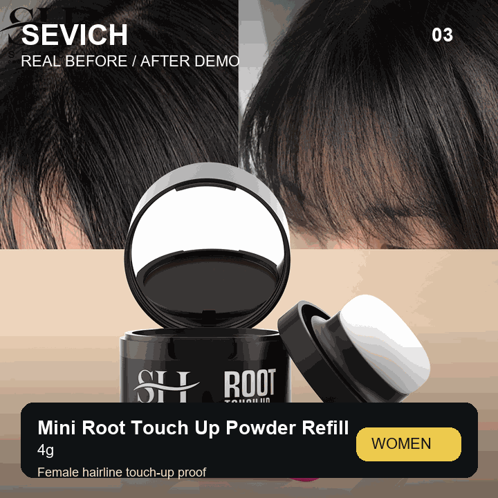 Real female before and after demo for SEVICH Mini Root Touch Up Powder Refill 4g