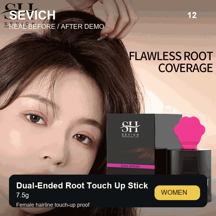 Real female before and after demo for SEVICH Dual-Ended Root Touch Up Stick 7.5g