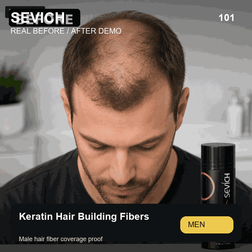 Real male before and after demo for Keratin Hair Building Fibers