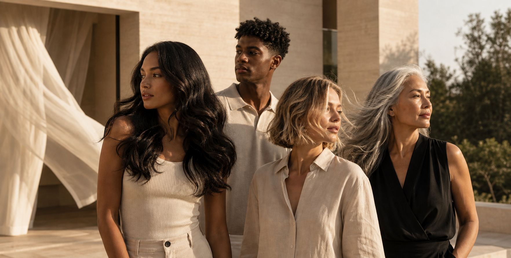 Inclusive SEVICH hair beauty hero with different genders ages and hair textures