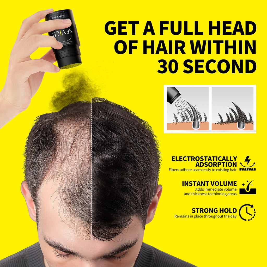 SEVICH Men's 12g Hair Building Fibers before and after crown coverage